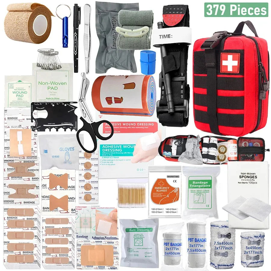 379Pcs Survival First Aid Kit Full Set Outdoor Gear Emergency Kits Trauma Bag Camping Equipment Supplies Emergency IFAK Bag