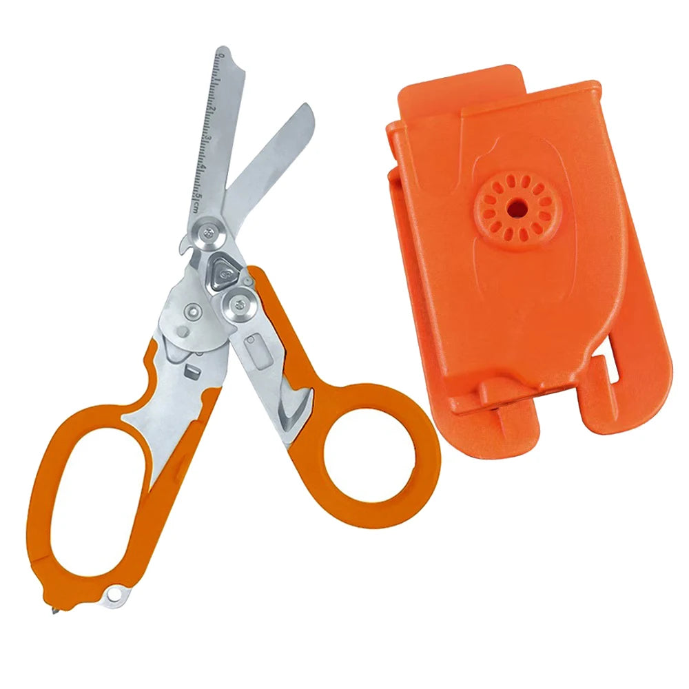 Tactical Medical Scissors — 8-in-1 Emergency Rescue Shear with Seat Belt Cutter & Window Breaker for First Aid & Survival