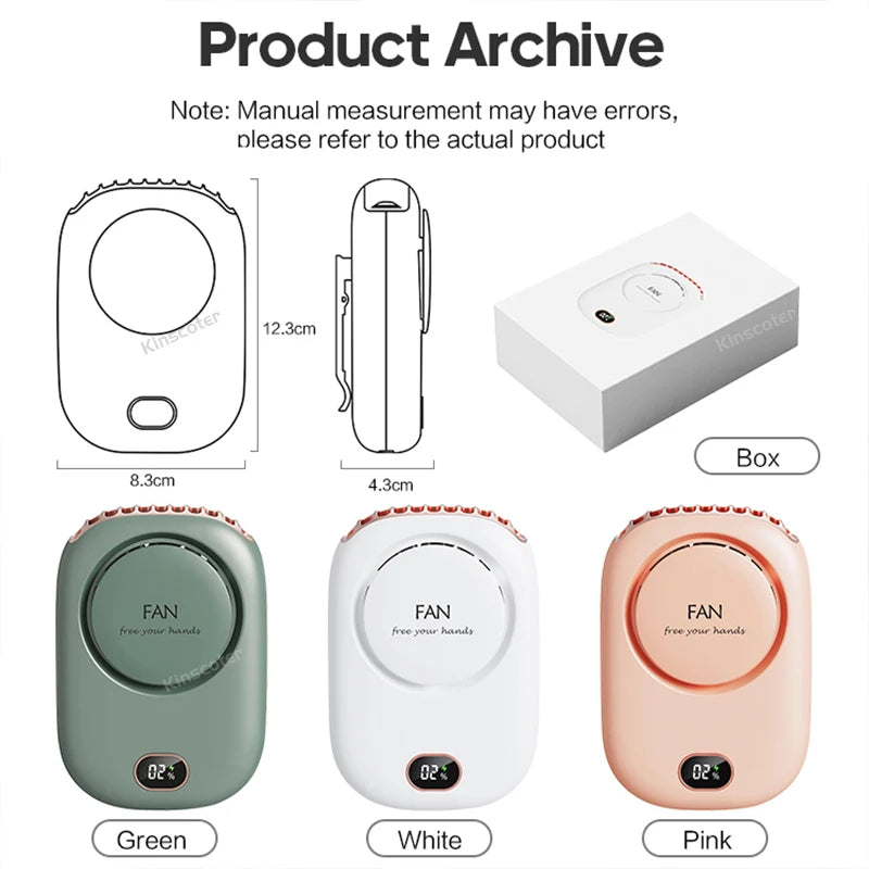 Portable Neck Fan — Hands-Free, Bladeless, 1800mAh USB Rechargeable, 10-Hour Cooling
