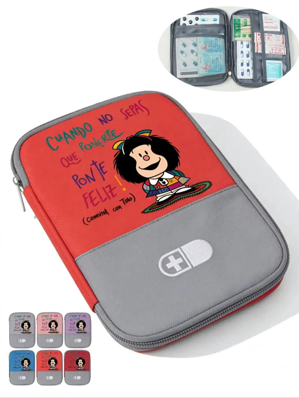 Portable First Aid Pouch | Large Capacity Emergency Kit Bag with Cross Emblem, Durable, Travel-Friendly Medicine Storage Organiz
