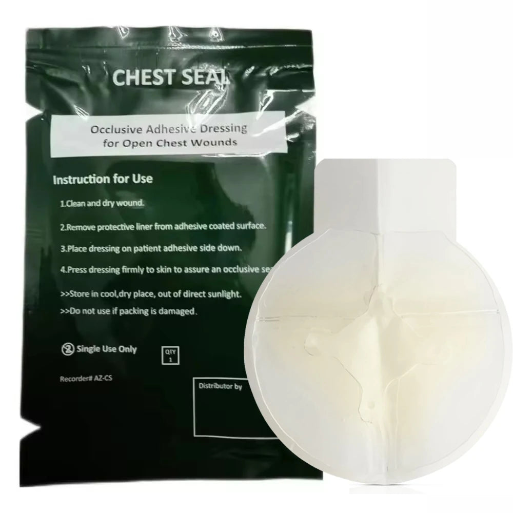 Vented Chest Seal — Occlusive Adhesive Dressing for Open Chest Wounds, Pneumothorax & Tactical Trauma Care