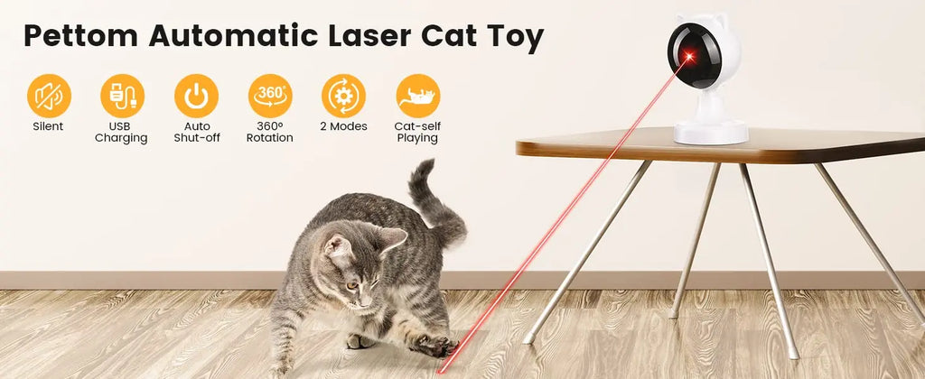 ATUBAN Automatic Laser Cat Toys,USB Rechargeable,Interactive Cat Toy for Indoor Cats Kitty Kittens Dog,Multifunctional Cat Toy