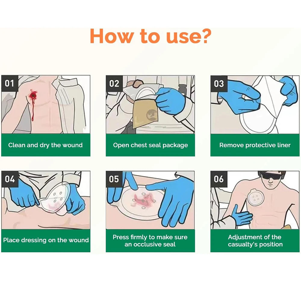 Vented Chest Seal — Occlusive Adhesive Dressing for Open Chest Wounds, Pneumothorax & Tactical Trauma Care