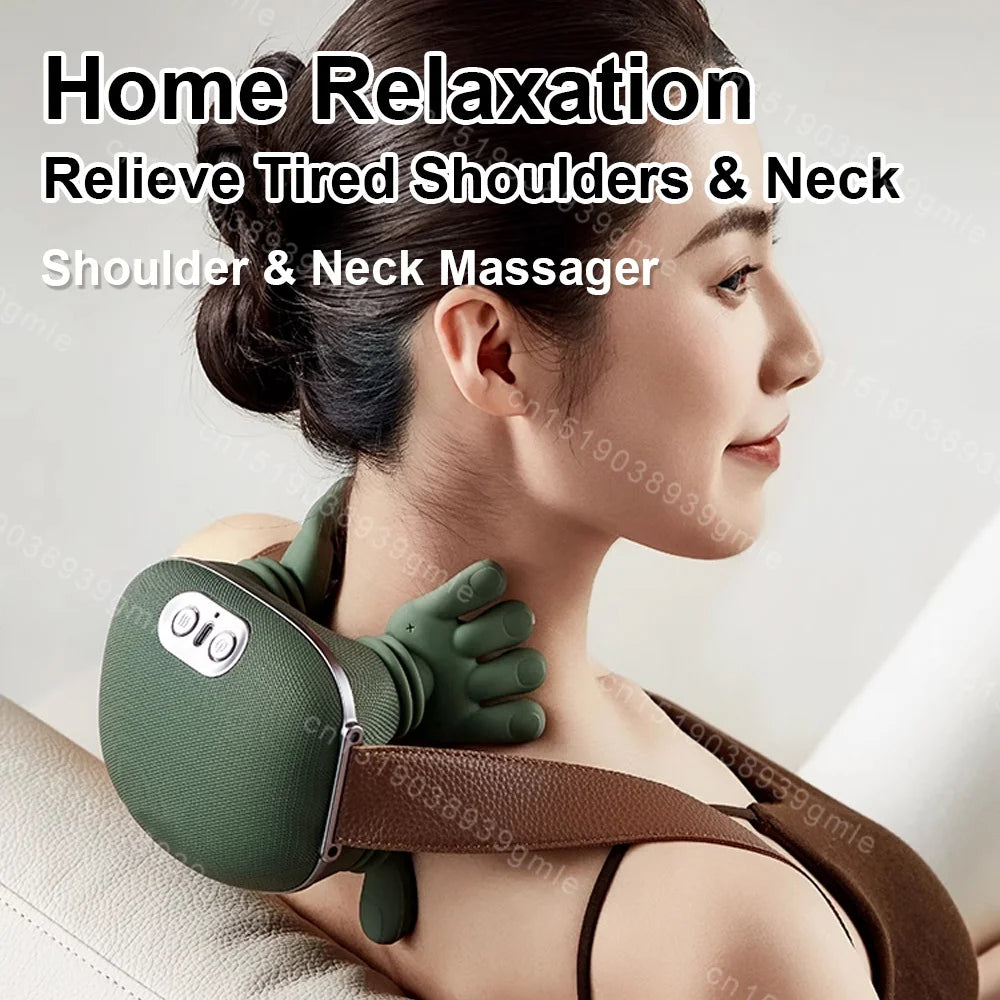 Finger Pressure Neck Massager Heated Back and Shoulder Massager Electric Kneading Neck Deep Massage Muscle Relax