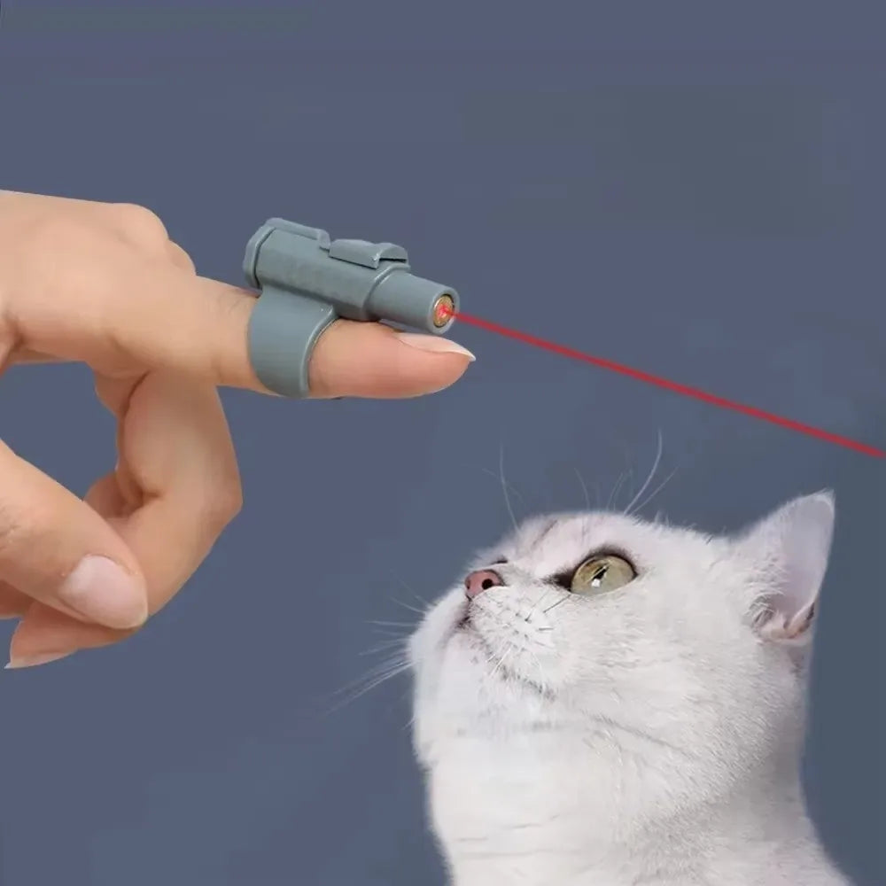 Portable Laser Cat Toy Finger Sleeve Design Mini Cat Teasing Toys Red Light with Batteries Laser Pen
