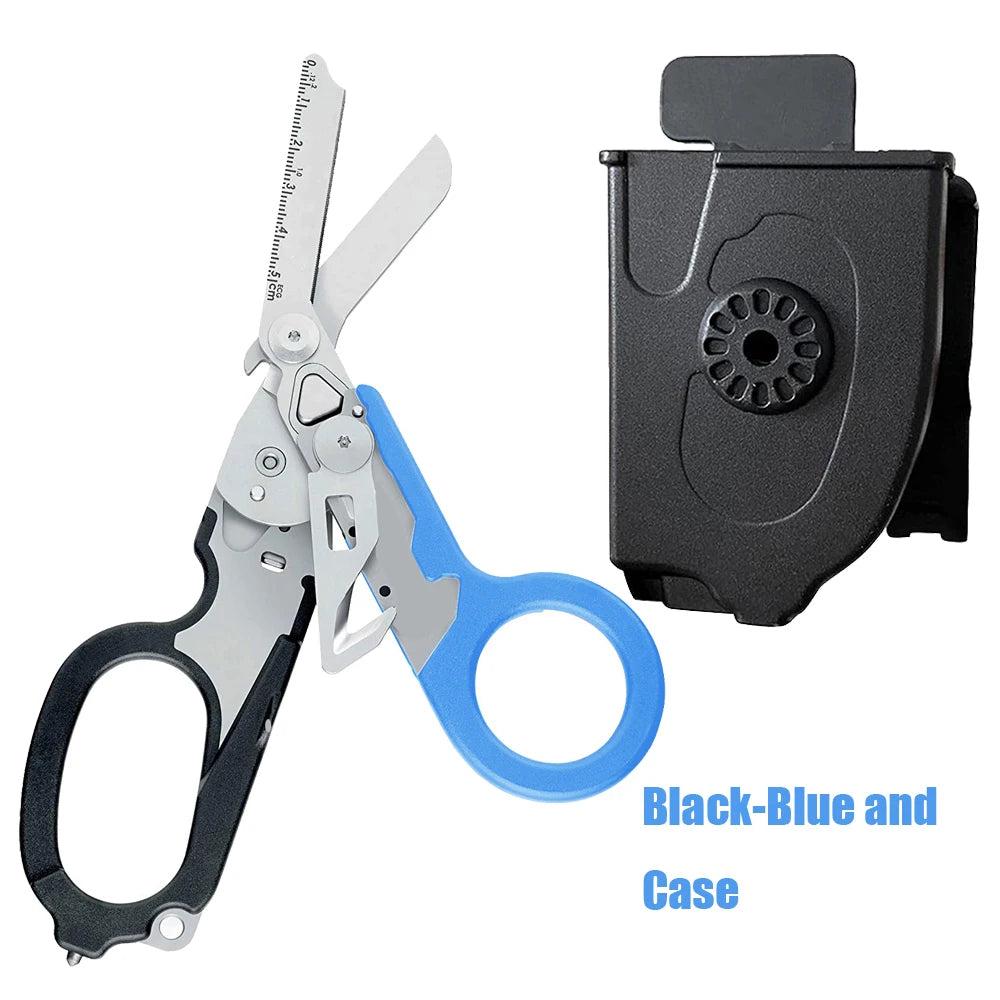 Tactical Medical Scissors — 8-in-1 Emergency Rescue Shear with Seat Belt Cutter & Window Breaker for First Aid & Survival