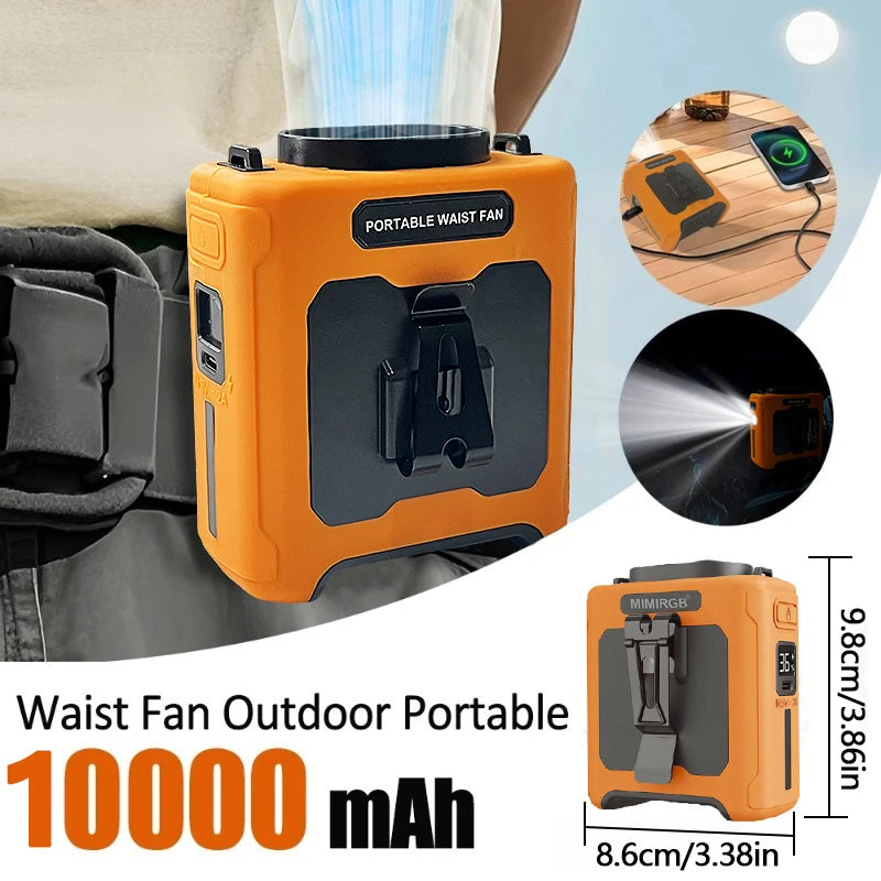 PowerBreeze Pro — 3-in-1 Waist Fan, Power Bank & Flashlight