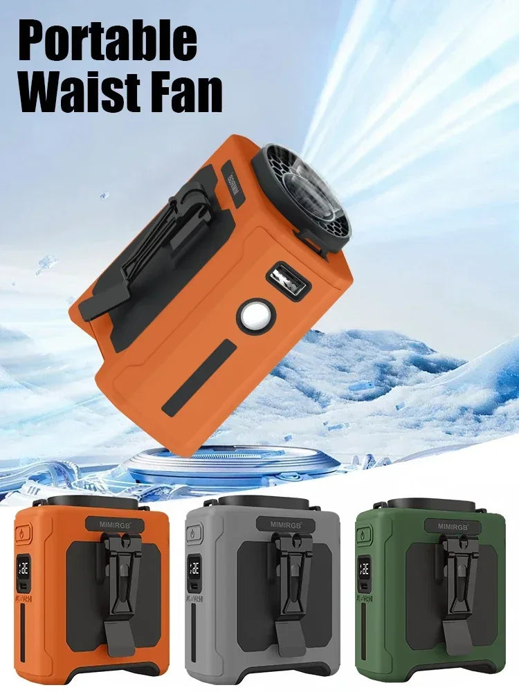 PowerBreeze Pro — 3-in-1 Waist Fan, Power Bank & Flashlight