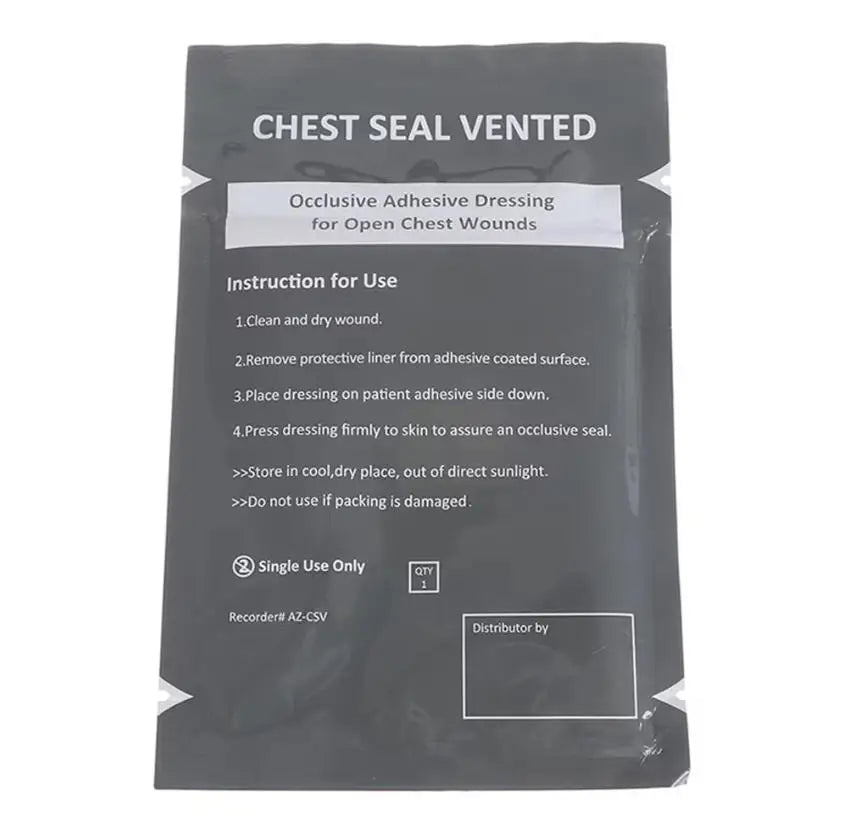 Vented Chest Seal — Occlusive Adhesive Dressing for Open Chest Wounds, Pneumothorax & Tactical Trauma Care