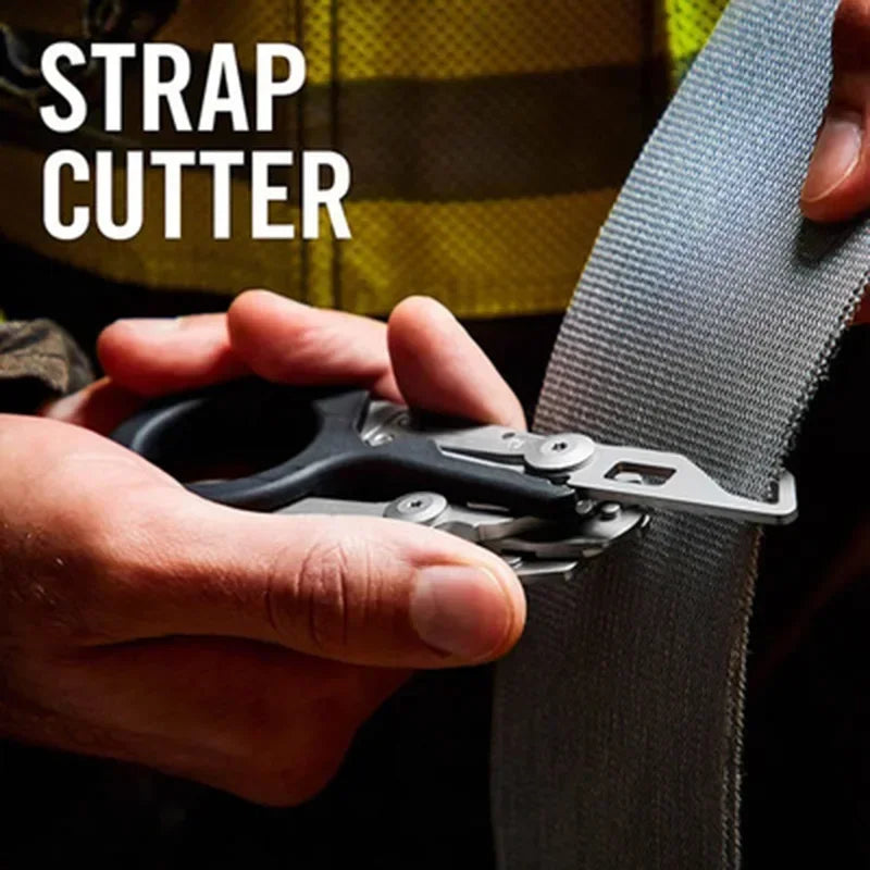 Tactical Medical Scissors — 8-in-1 Emergency Rescue Shear with Seat Belt Cutter & Window Breaker for First Aid & Survival
