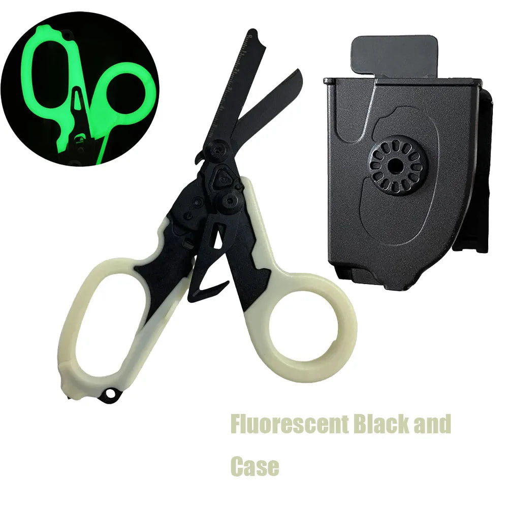 Tactical Medical Scissors — 8-in-1 Emergency Rescue Shear with Seat Belt Cutter & Window Breaker for First Aid & Survival