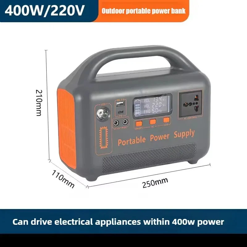 400W Portable Power Station — 192Wh LiFePO4, Solar-Ready, 220V Emergency Power Bank