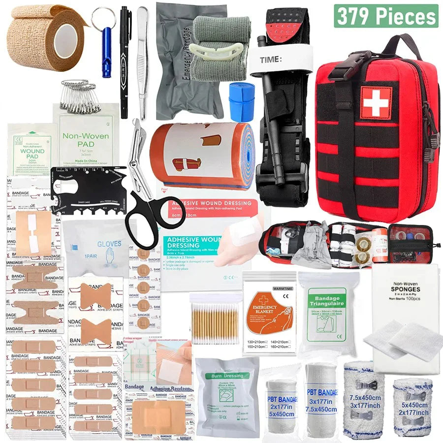 379Pcs Survival First Aid Kit Full Set Outdoor Gear Emergency Kits Trauma Bag Camping Equipment Supplies Emergency IFAK Bag