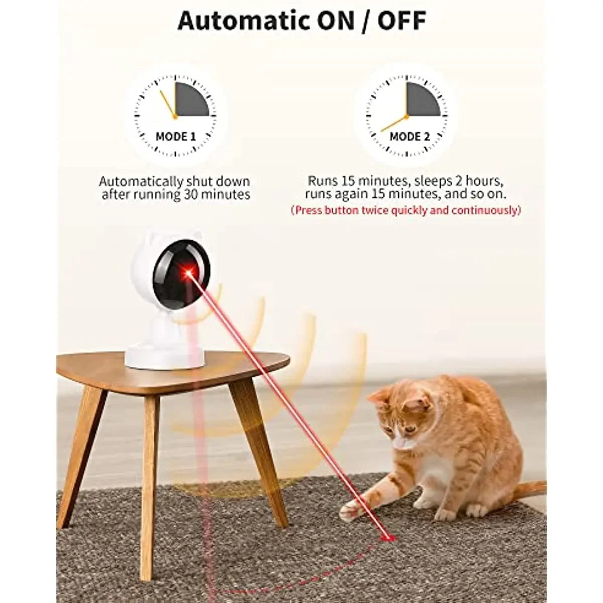 ATUBAN Automatic Laser Cat Toys,USB Rechargeable,Interactive Cat Toy for Indoor Cats Kitty Kittens Dog,Multifunctional Cat Toy