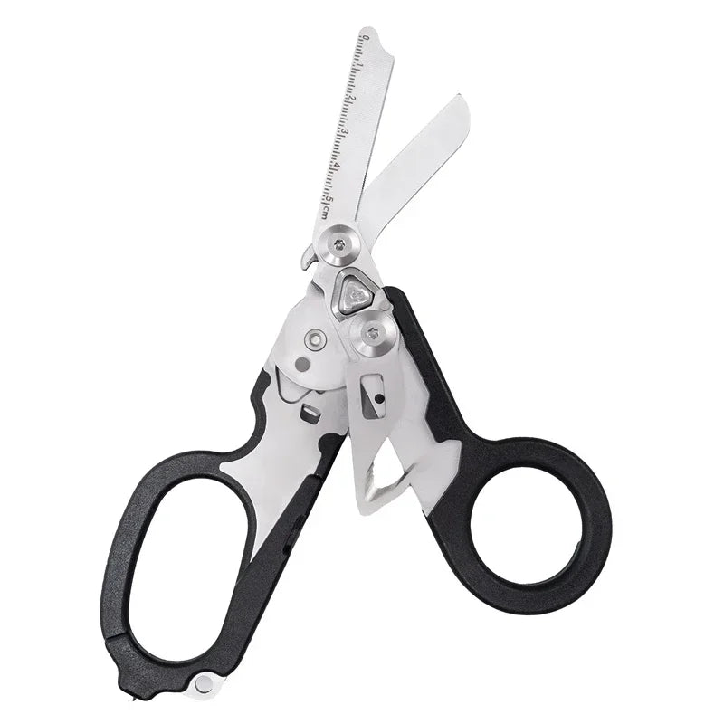 Tactical Medical Scissors — 8-in-1 Emergency Rescue Shear with Seat Belt Cutter & Window Breaker for First Aid & Survival