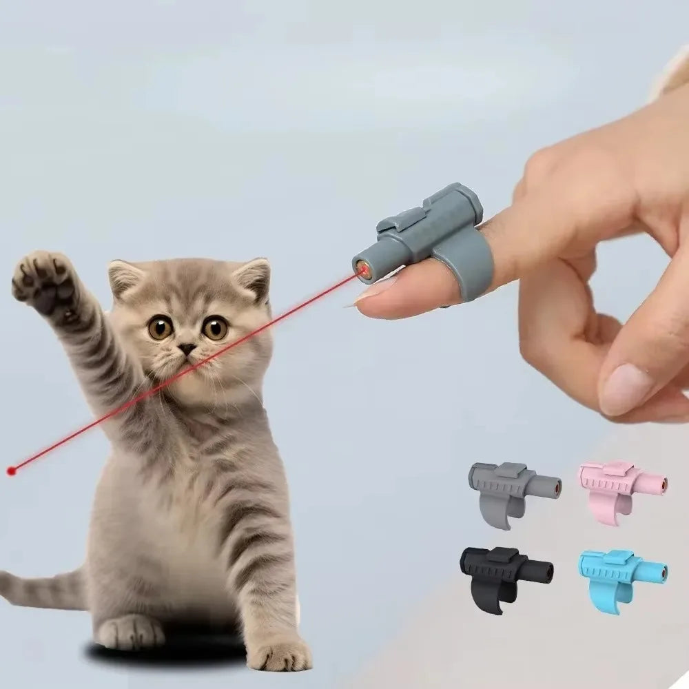 Portable Laser Cat Toy Finger Sleeve Design Mini Cat Teasing Toys Red Light with Batteries Laser Pen