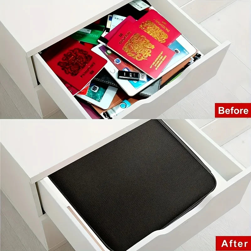 Fireproof Document Bag, Waterproof & Lockable. Portable & Durable for Files, Cards, Money. Family Essential Safe Storage!