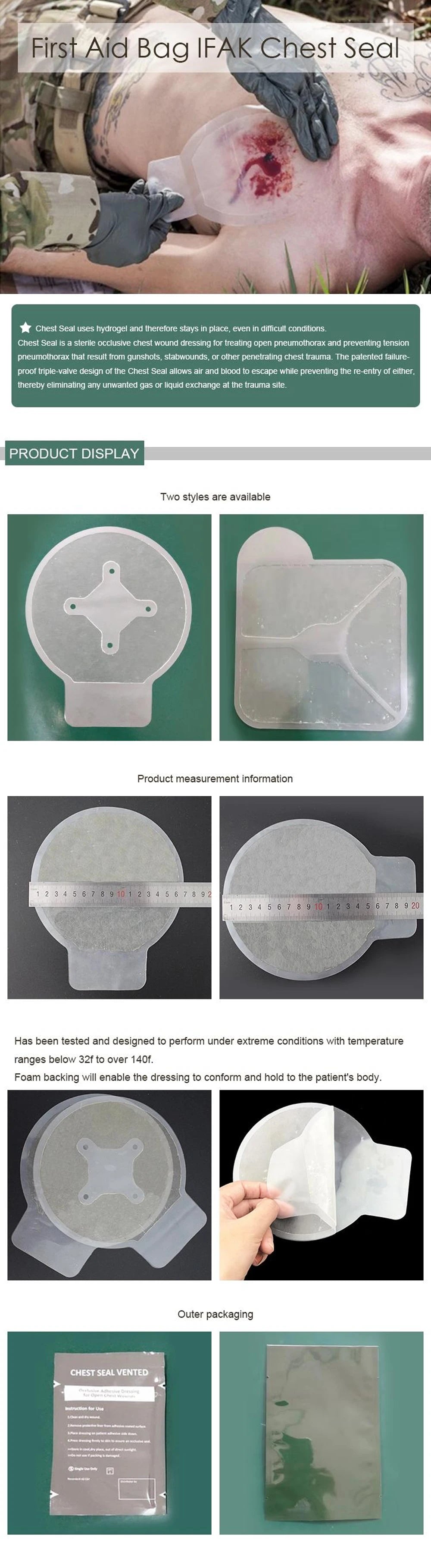 Vented Chest Seal — Occlusive Adhesive Dressing for Open Chest Wounds, Pneumothorax & Tactical Trauma Care