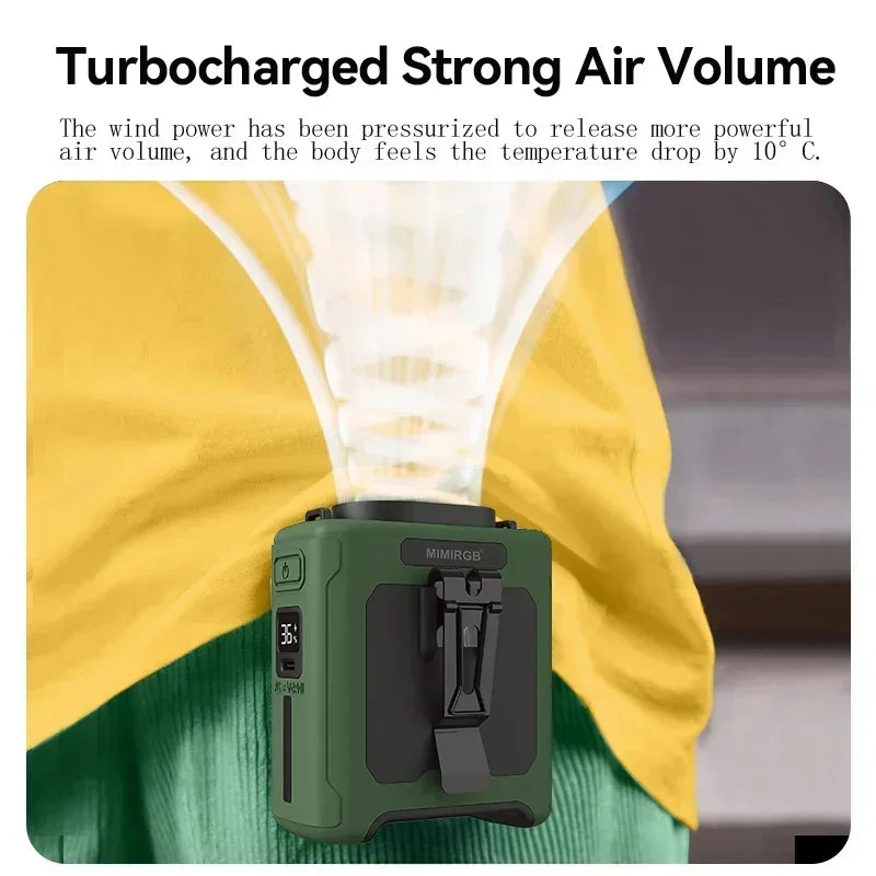 PowerBreeze Pro — 3-in-1 Waist Fan, Power Bank & Flashlight