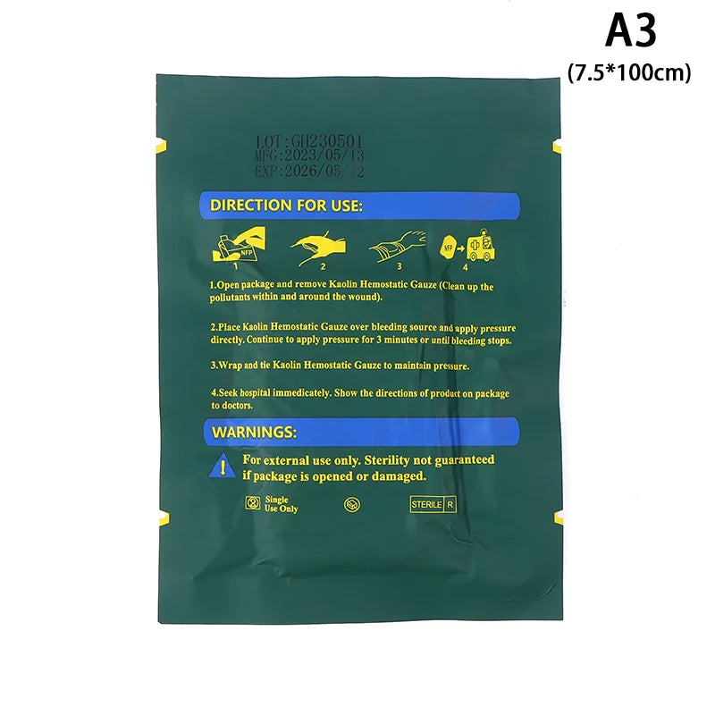 Gauze Hemostatic  Emergency Trauma For First Aid Kit Medical Wound Dressing