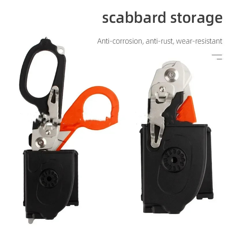 Tactical Medical Scissors — 8-in-1 Emergency Rescue Shear with Seat Belt Cutter & Window Breaker for First Aid & Survival