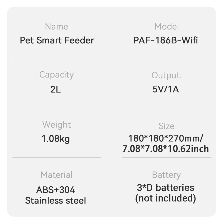 ROJECO Automatic Cat Feeder 2L Smart Dog Food Kibble Dispenser WiFi App Remote Control Timed Auto Pet Feeder For Puppy Kitten