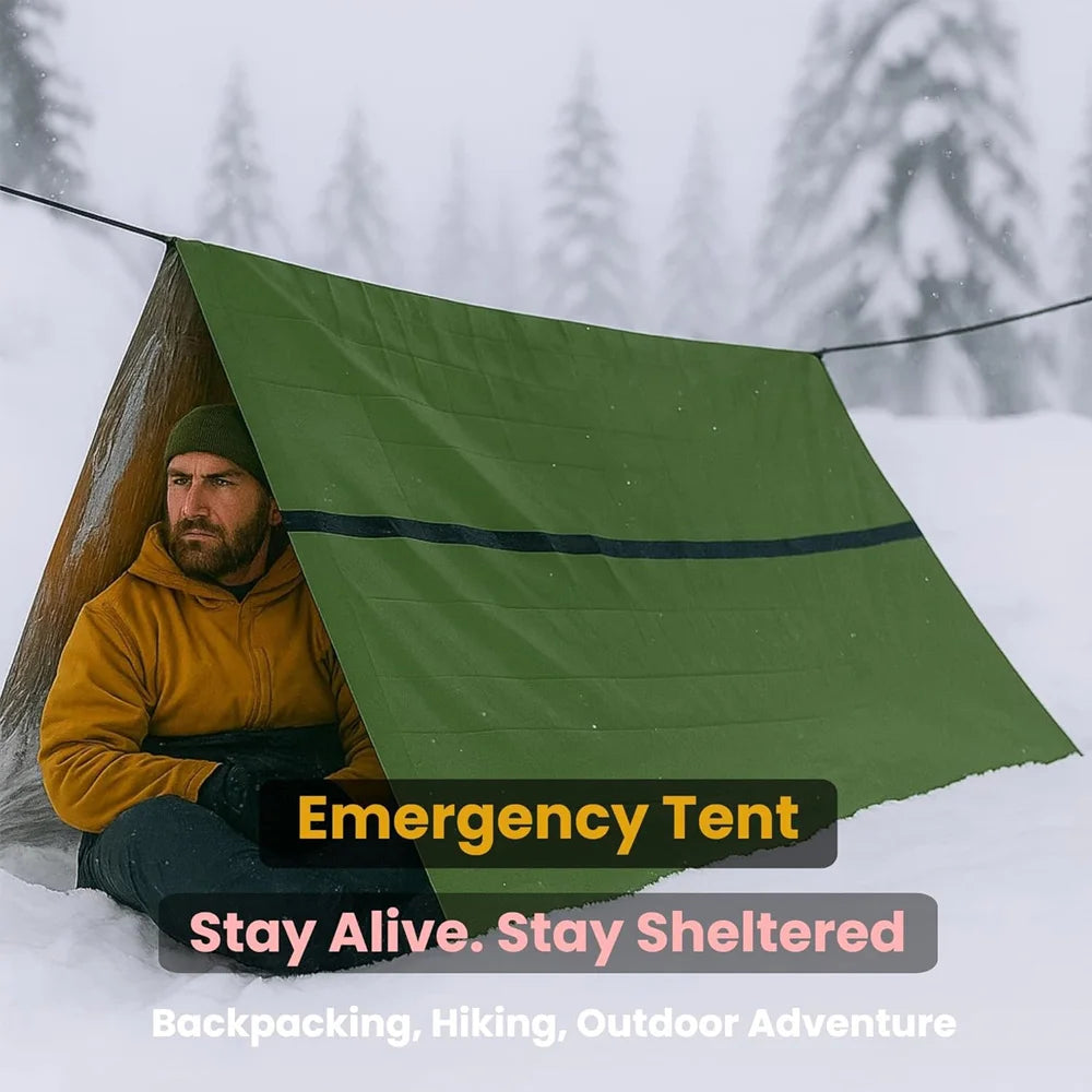 2-Person Emergency Survival Tent — Waterproof Mylar Thermal Shelter for Disaster Preparedness, Rescue & Outdoor Survival