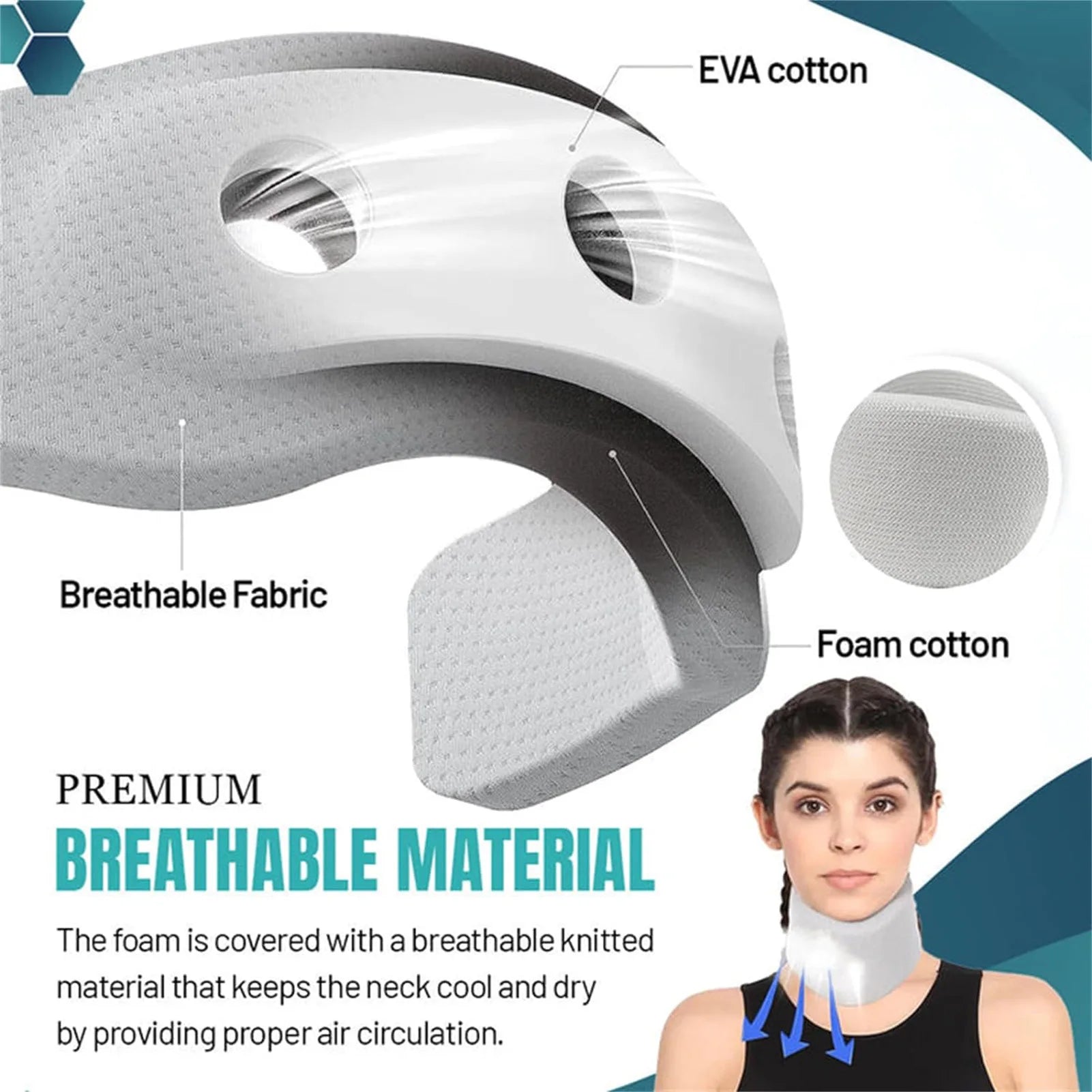 Soft Foam Cervical Neck Collar Adjustable Brace Support with Replacement Cover for Travel Office Sleeping