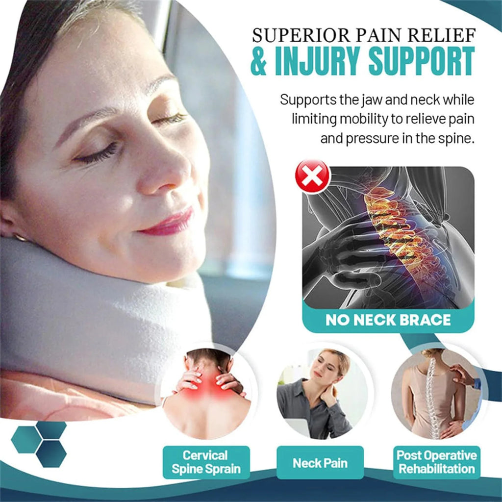Soft Foam Cervical Neck Collar Adjustable Brace Support with Replacement Cover for Travel Office Sleeping