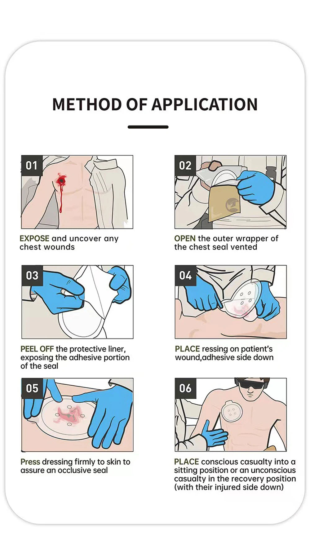 Vented Chest Seal — Occlusive Adhesive Dressing for Open Chest Wounds, Pneumothorax & Tactical Trauma Care