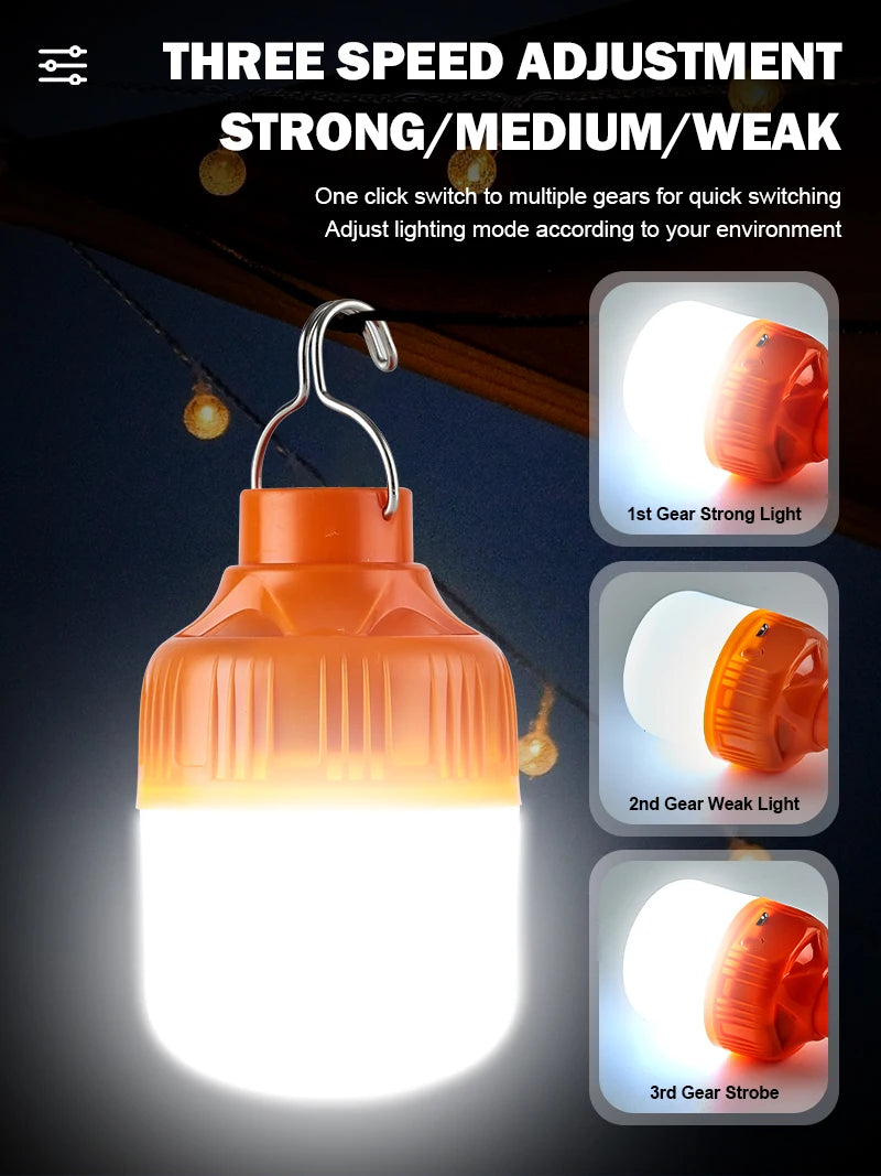 USB Rechargeable LED Camping Lantern High Brightness Portable Outdoor Light Emergency Tent Lamp for Fishing Hiking Night Use