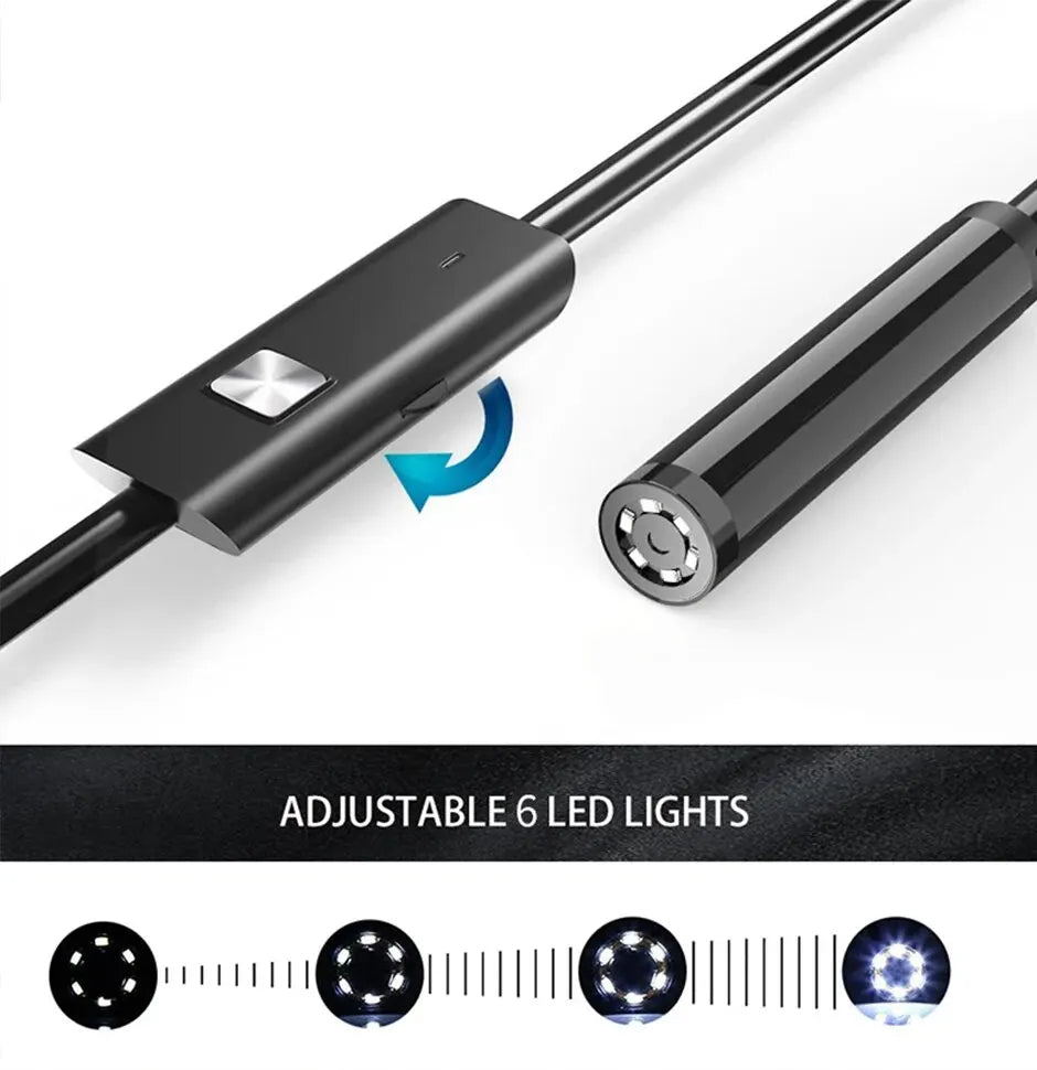 7mm USB-C Endoscope Camera — IP67 Waterproof, 6 LED, Flexible Inspection Camera for Android & PC