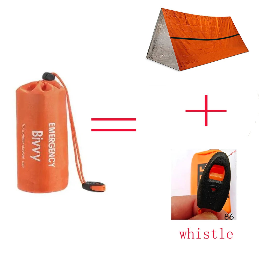 2-Person Emergency Survival Shelter Kit — Mylar Tube Tent, Sleeping Bag, SOS Thermal Blanket, Waterproof