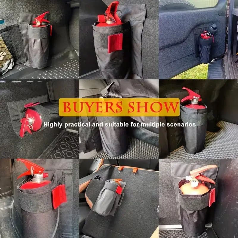 Car Fire Extinguisher Holder Bag — Trunk & Backseat Mount Bracket, Vehicle Emergency Fire Safety Organizer