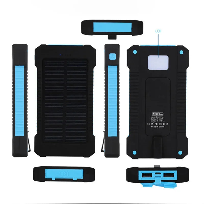 SolarVault Pro — Waterproof Solar Power Bank with Dual USB & Flashlight