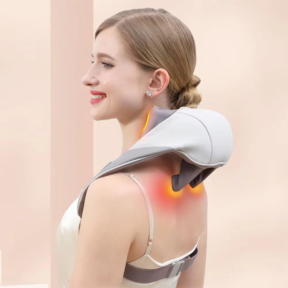 Finger Pressure Neck Massager Heated Back and Shoulder Massager Electric Kneading Neck Deep Massage Muscle Relax