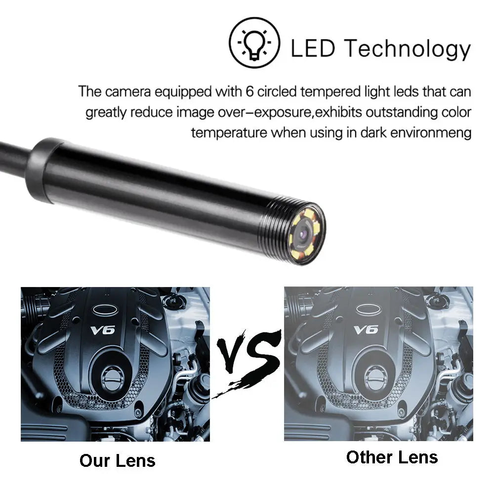 7mm USB-C Endoscope Camera — IP67 Waterproof, 6 LED, Flexible Inspection Camera for Android & PC