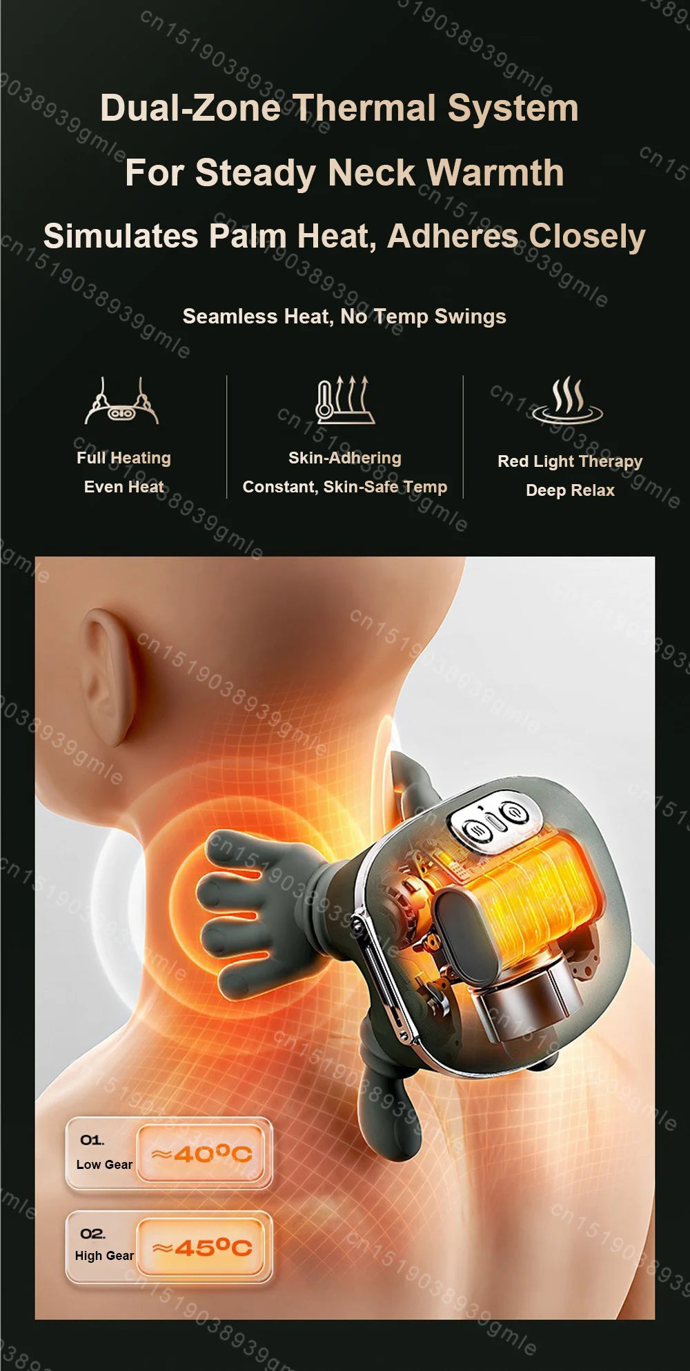 Finger Pressure Neck Massager Heated Back and Shoulder Massager Electric Kneading Neck Deep Massage Muscle Relax