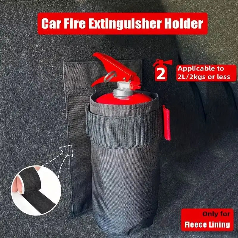 Car Fire Extinguisher Holder Bag — Trunk & Backseat Mount Bracket, Vehicle Emergency Fire Safety Organizer