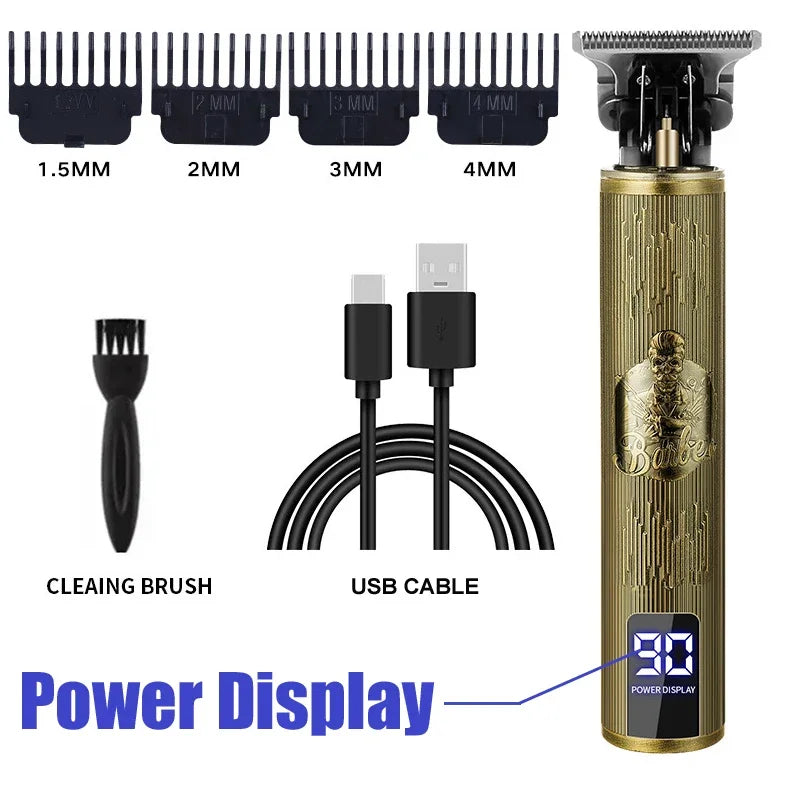 Vintage Hair Clipper Cordless Trimmer portable USB Fast Charging Hair Cutting Machine Electric Shaver Barber Professional Barber