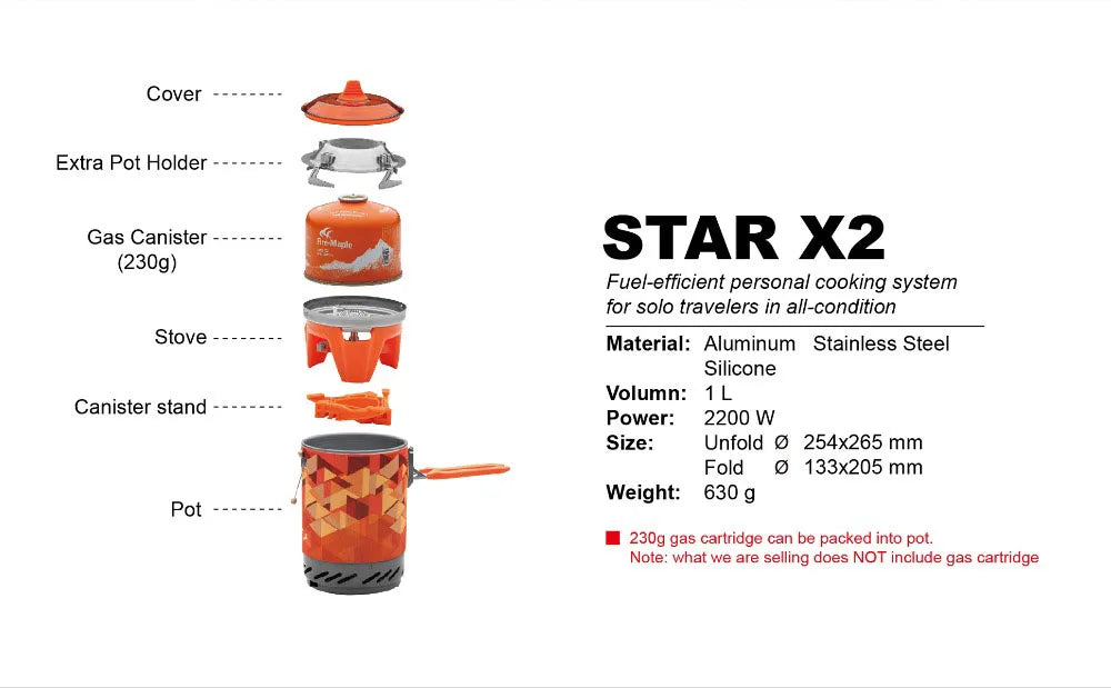 Fire Maple X2 Portable Camping Stove System — 2200W Heat Exchanger, Foldable, DRRM Field Cooker