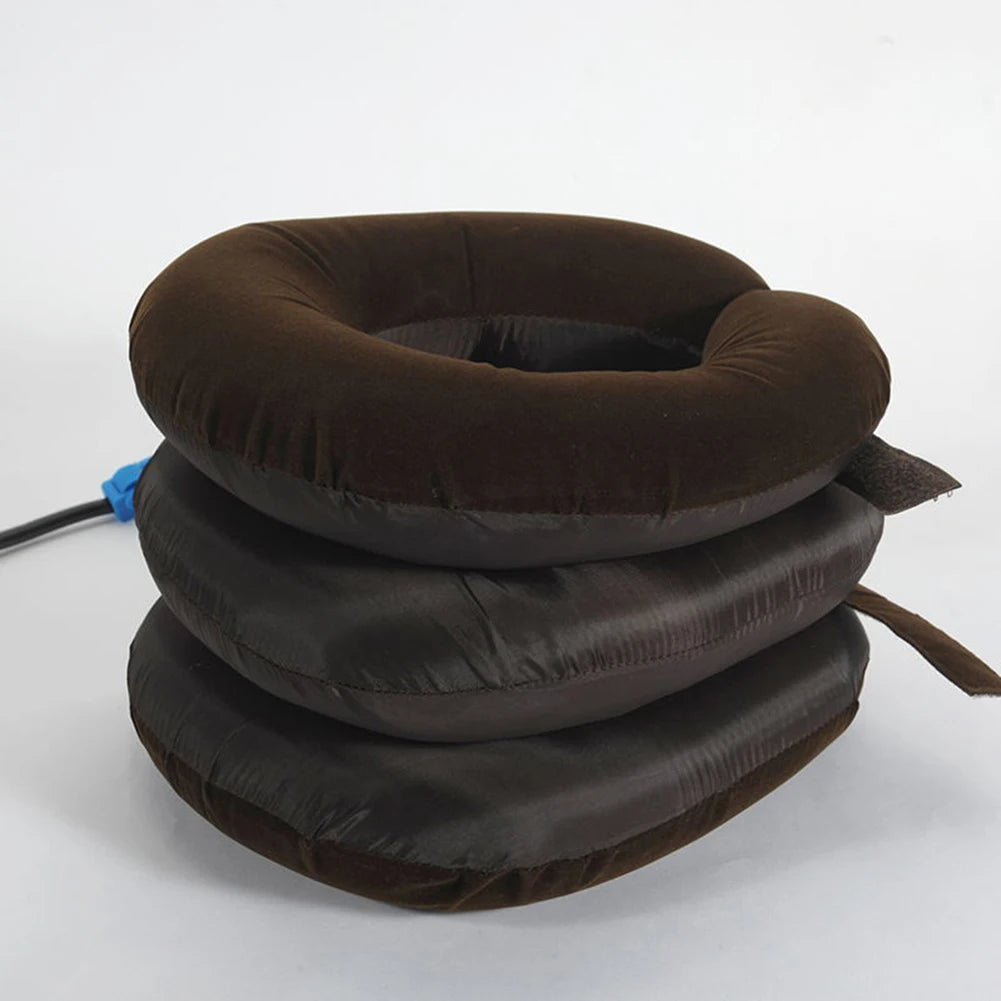 Inflatable Cervical Neck Stretcher — 3-Layer Air Traction, Pain Relief, Posture Support for Home & Office