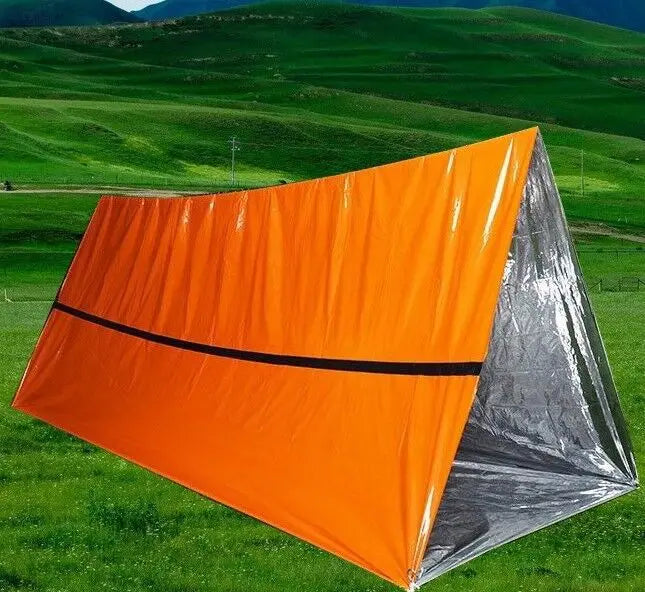 2-Person Emergency Survival Shelter Kit — Mylar Tube Tent, Sleeping Bag, SOS Thermal Blanket, Waterproof
