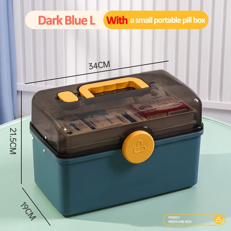 3-Layer Family Medicine Organizer Box — Large Capacity, Portable First Aid & Emergency Pharmacy Kit