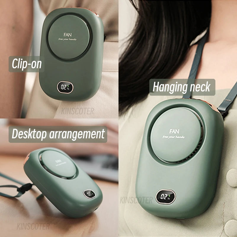 Portable Neck Fan — Hands-Free, Bladeless, 1800mAh USB Rechargeable, 10-Hour Cooling