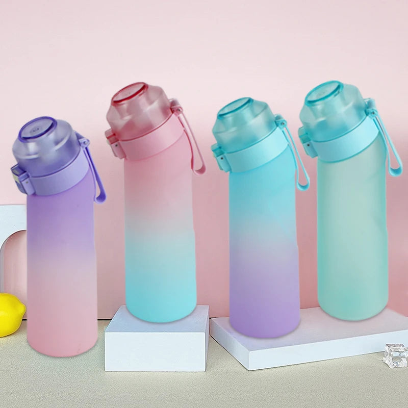 LUSQI 650ml Air Flavored Water Bottle With 7pc Random Flavor Pods Sports Straw Cup Tritan For Outdoor Sports Fitness BPA Free