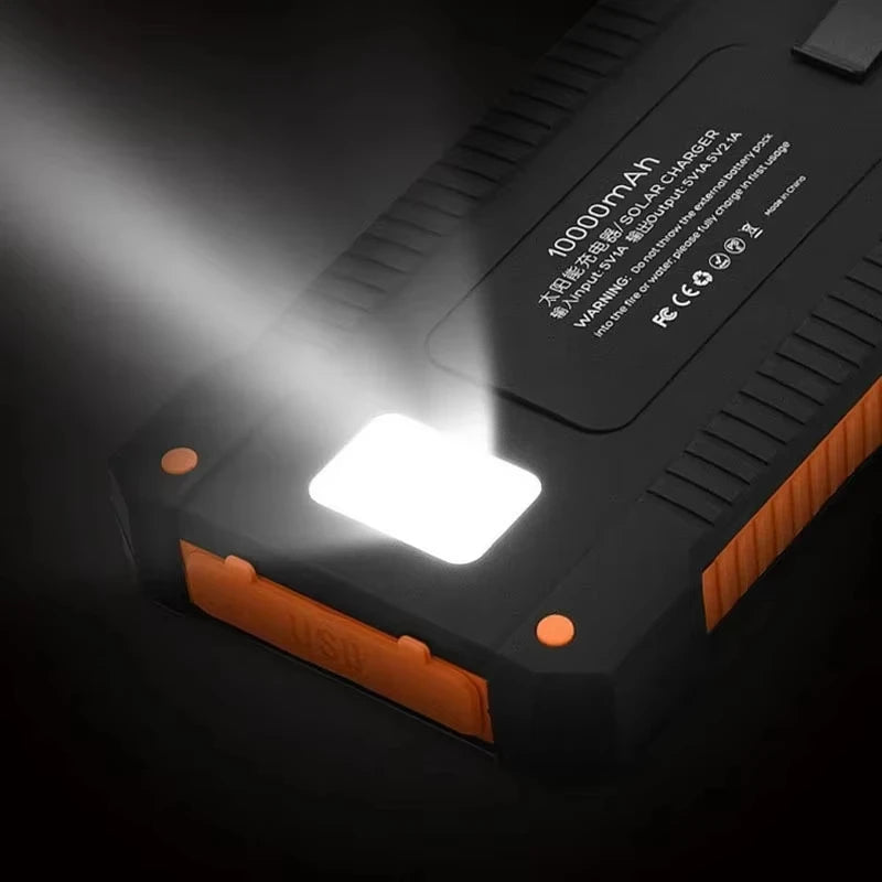 SolarVault Pro — Waterproof Solar Power Bank with Dual USB & Flashlight